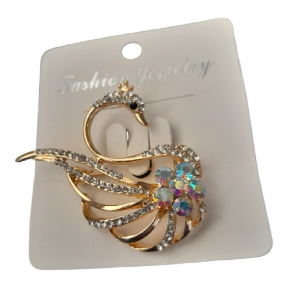 Jewelry - Swan Brooch with Rhinestone